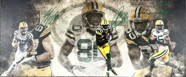 Packers DRIVER NELSON JENNINGS Signed 13x31 Stretched Canvas Collage AUTO - JSA