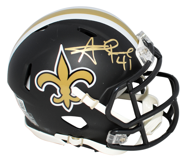 ALVIN KAMARA AUTOGRAPHED NEW ORLEANS SAINTS BLACK SPEED MINI HELMET BECKETT
