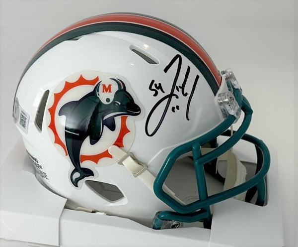 Dolphins ZACH THOMAS Signed Riddell Throwback Speed Mini Helmet AUTO - BAS