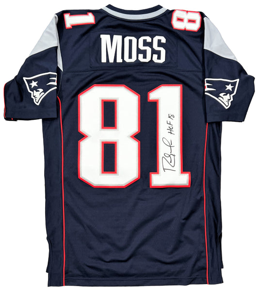 Randy Moss Patriots Signed HOF 18 Mitchell & Ness Legacy Throwback Jersey BAS