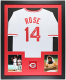Pete Rose Signed 35x43 Framed Cincinnati Reds Jersey (JSA) 2xWorld Series Champ