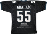 EAGLES BRANDON GRAHAM AUTOGRAPHED BLACK SUPER BOWL STATS JERSEY BECKETT 239891
