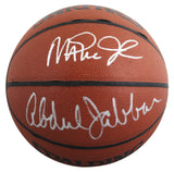 Lakers Magic Johnson & Kareem Abdul-Jabbar Signed Basketball BAS Wit #5W053809