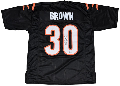 CHASE BROWN SIGNED AUTOGRAPHED CINCINNATI BENGALS #30 BLACK JERSEY BECKETT