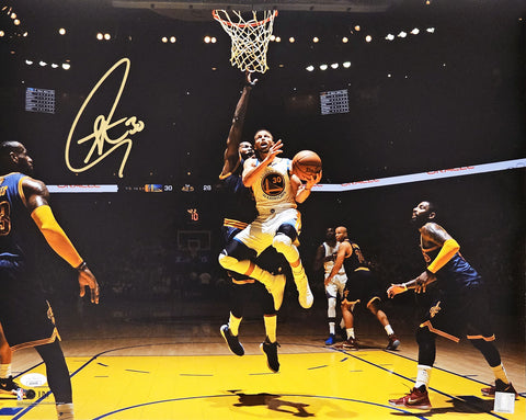 STEPHEN CURRY AUTOGRAPHED 16X20 PHOTO GOLDEN STATE WARRIORS LAYUP JSA 216035