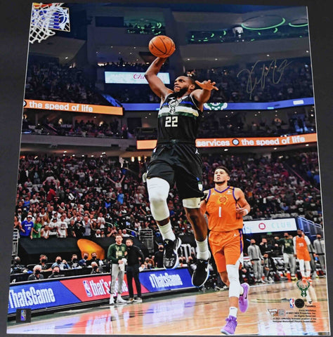 KHRIS MIDDLETON AUTOGRAPHED MILWAUKEE BUCKS NBA FINALS 16x20 PHOTO FANATICS