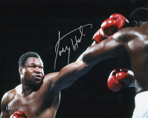 Larry Holmes Signed Boxing Action 8x10 Photo - (SCHWARTZ SPORTS COA)