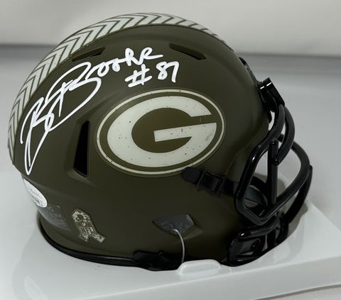Packers ROBERT BROOKS Signed Riddell SALUTE SERVICE Speed Mini Helmet AUTO - JSA