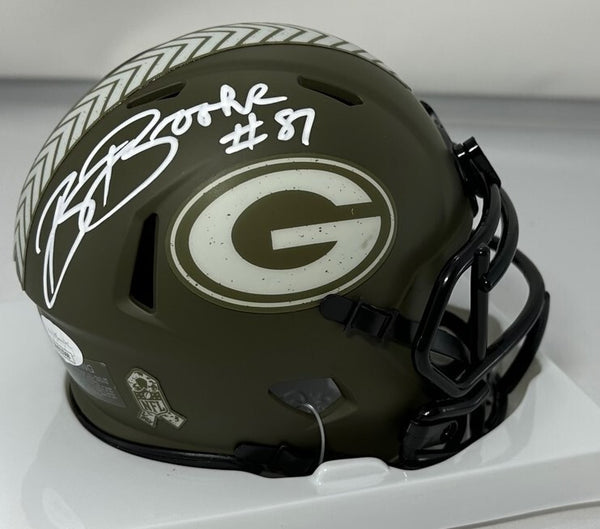 Packers ROBERT BROOKS Signed Riddell SALUTE SERVICE Speed Mini Helmet AUTO - JSA