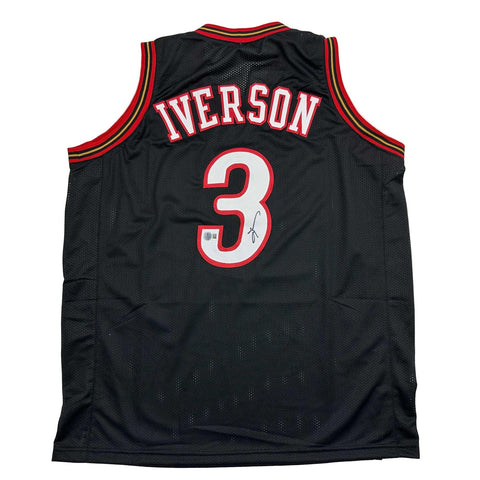 Autographed/Signed Allen Iverson Philadelphia Black Jersey BAS COA