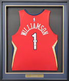 PELICANS ZION WILLIAMSON AUTOGRAPHED FRAMED RED NIKE JERSEY FANATICS 191194