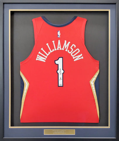 PELICANS ZION WILLIAMSON AUTOGRAPHED FRAMED RED NIKE JERSEY FANATICS 191194