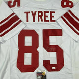 Autographed/Signed DAVID TYREE New York White Football Jersey JSA COA Auto
