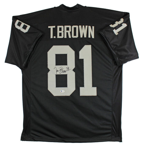 Tim Brown Authentic Signed Black Pro Style Jersey Autographed BAS Witnessed