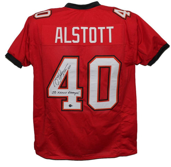 Mike Alstott Autographed/Signed Pro Style Red XL Jersey SB Champs Beckett 39144