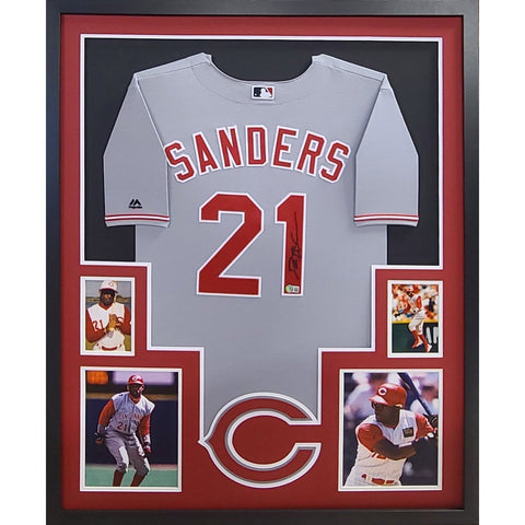 Deion Sanders Autographed Signed Framed Cincinnati Reds Jersey BECKETT
