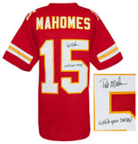 Pat (Patrick) Mahomes Sr Signed Red #15 Custom Football Jersey w/Daddy? (SS COA)