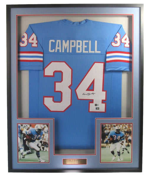 Earl Campbell HOF Autographed Oilers Custom Football Jersey Framed Beckett 05115