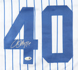Rick Sutcliffe Signed Chicago Cubs Pinstriped Jersey (JSA) 1984 Cy Young Award