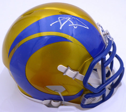 Aaron Donald Autographed Rams Flash Mini Helmet (Smudged) Beckett 1W441347