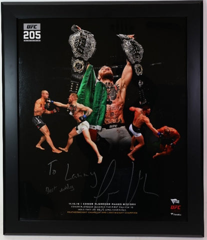 Conor McGregor Framed Autographed UFC Poster Inscribed "To Larry" Fanatics COA