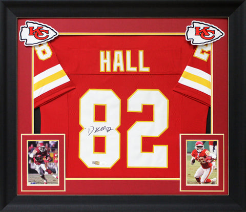 Dante Hall Authentic Signed Red Pro Style Framed Jersey Autographed JSA Witness
