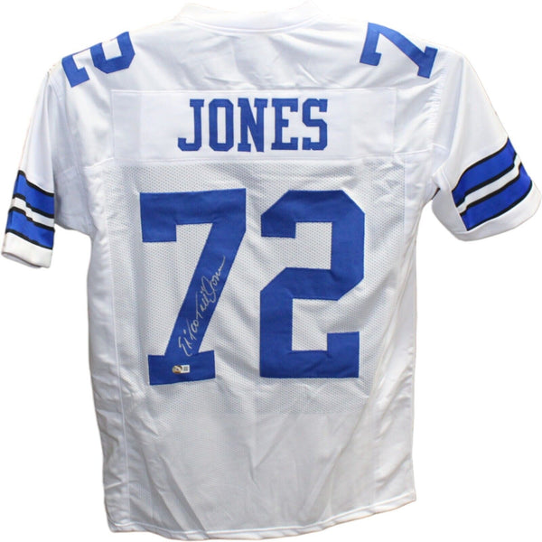 Ed Too Tall Jones Autographed/Signed Pro Style White Jersey Beckett 42614