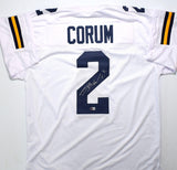 Blake Corum Autographed White College Style Jersey - Beckett W Hologram *Silver