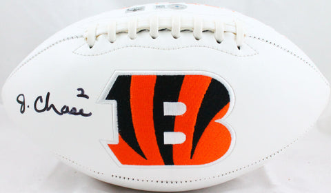 Ja'Marr Chase Autographed Cincinnati Bengals Logo Football- Beckett W Hologram