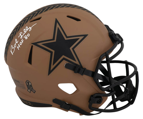 Bob Lilly Signed Cowboys SALUTE 2024 Riddell F/S Rep Helmet w/HOF (SCH – Super Sports Center