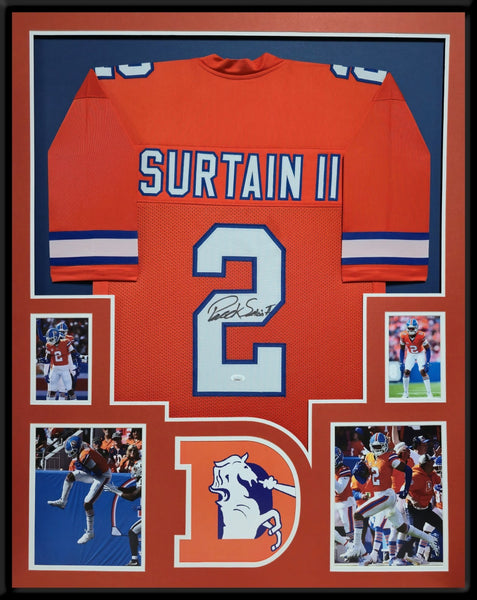 FRAMED DENVER BRONCOS PAT SURTAIN II AUTOGRAPHED SIGNED JERSEY JSA COA