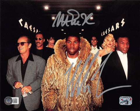 Mike Tyson & Magic Johnson Signed 8x10 Hollywood Legend Photo w Silver Sig BAS W