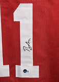 Brandon Aiyuk Autographed/Signed Red Pro Style Jersey Beckett 38202