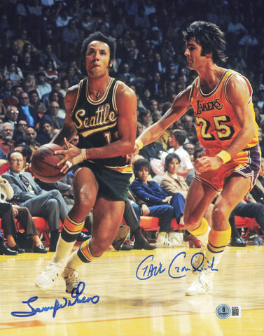 Lenny Wilkens & Gail Goodrich Autographed 11x14 Photo Beckett BAS QR #SB30678