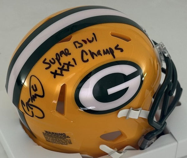 Packers CRAIG NEWSOME Signed Riddell Speed Mini Helmet AUTO w/ SB XXXI - BAS