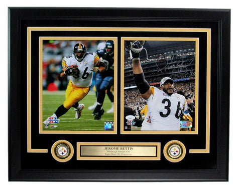 Jerome Bettis Steelers HOF Autographed 8x10 Photo Collage Framed JSA 199970