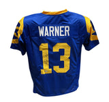 Kurt Warner Autographed/Signed Pro Style Jersey Blue Beckett 40944