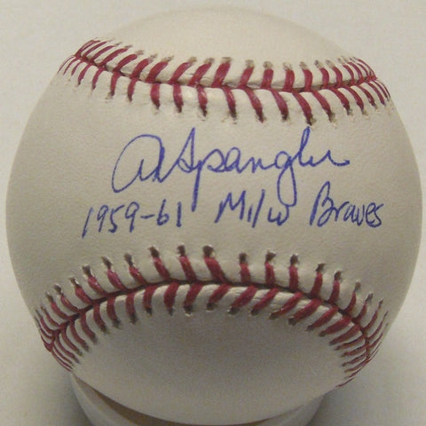 Milwaukee Braves AL SPANGLER Signed MLB Baseball AUTO w/ "1959-61 Milw Braves"