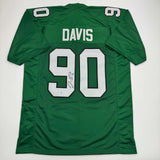 Autographed/Signed Jordan Davis Philadelphia Kelly Green Football Jersey BAS COA