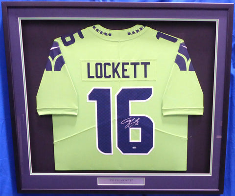 SEAHAWKS TYLER LOCKETT AUTOGRAPHED FRAMED COLOR RUSH NIKE TWILL JERSEY 160683