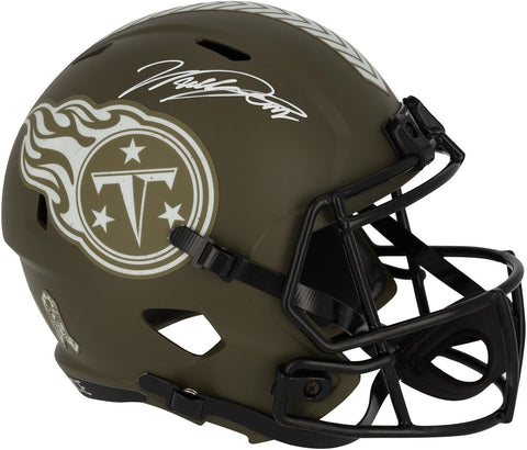 Will Levis Tennessee Titans Signed Riddell 2022 Salute to Service Replica Helmet