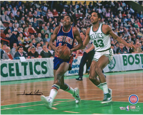 Isiah Thomas Detroit Pistons Signed 16x20 vs Celtics Photo
