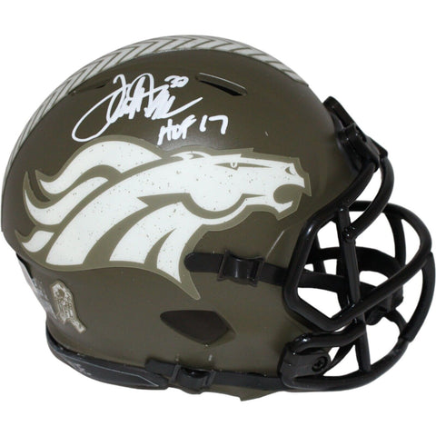 Terrell Davis Signed Denver Broncos Salute HOF Mini Helmet Beckett 42219