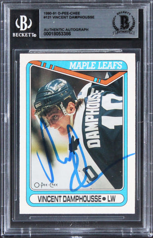 Maple Leafs Vincent Damphousse Signed 1990 O-Pee-Chee #121 Card BAS Slabbed