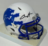 Lions AIDAN HUTCHINSON Signed Riddell AMP Speed Mini Helmet AUTO - BAS