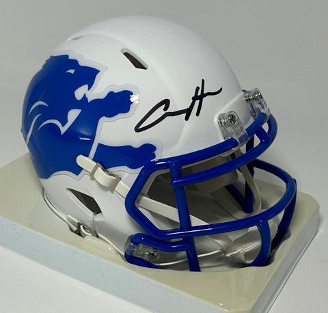 Lions AIDAN HUTCHINSON Signed Riddell AMP Speed Mini Helmet AUTO - BAS