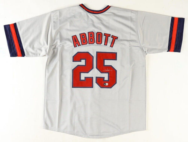 Jim Abbott Signed California Angels Jersey (Beckett) Pitched a No Hitter 9/04/93