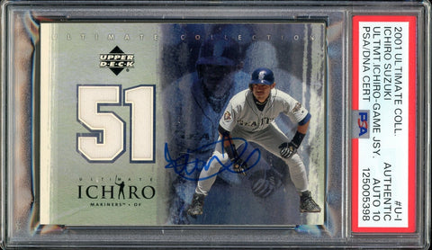 2001 UD Ultimate Collection Game Jersey #U-I Ichiro Suzuki RC PSA/DNA 10 Auto