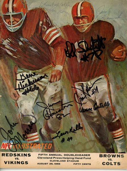 Costello Kelly Houston Hickerson +5 Signed Cleveland Browns Magazine JSA 55095