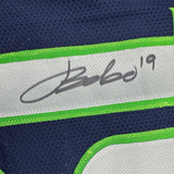 Autographed/Signed Jake Bobo Seattle Blue Football Jersey JSA COA